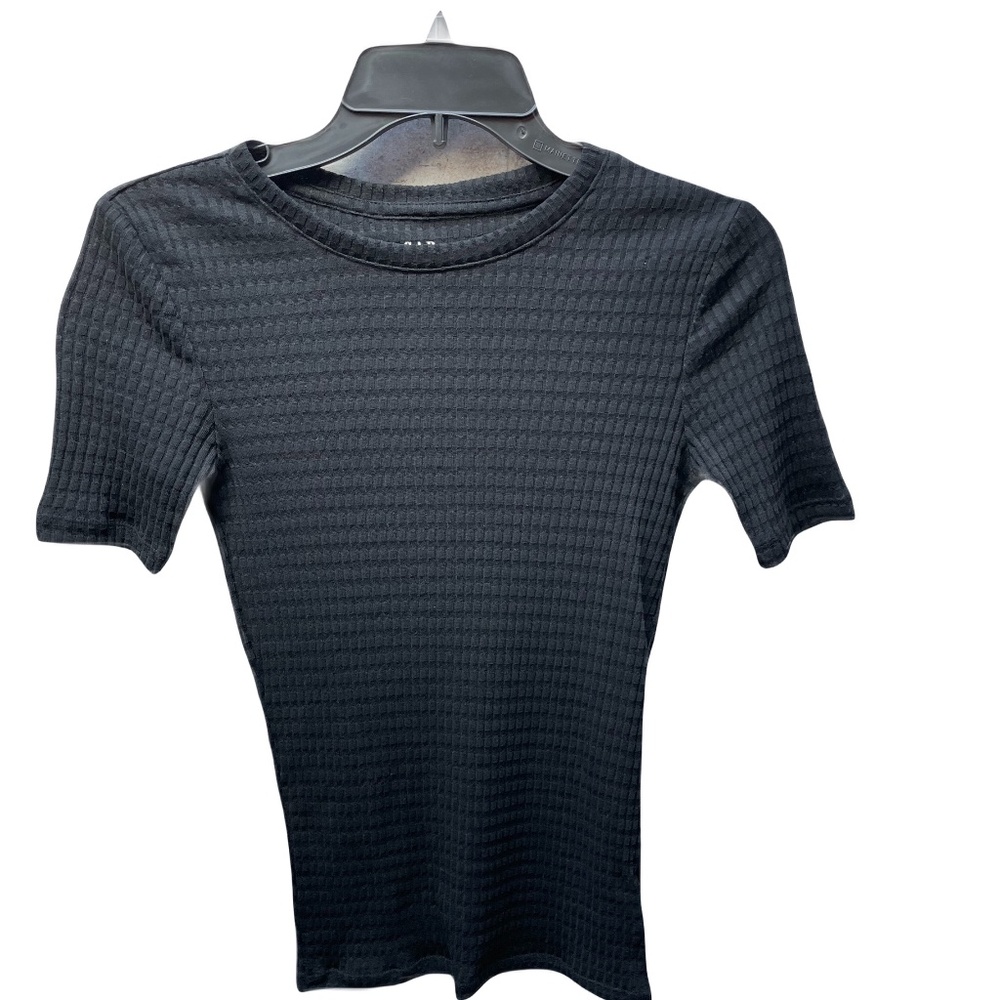 ❤️ GAP BLACK MODERN RIBBED SHORT SLEEVE TEE SIZE XS
